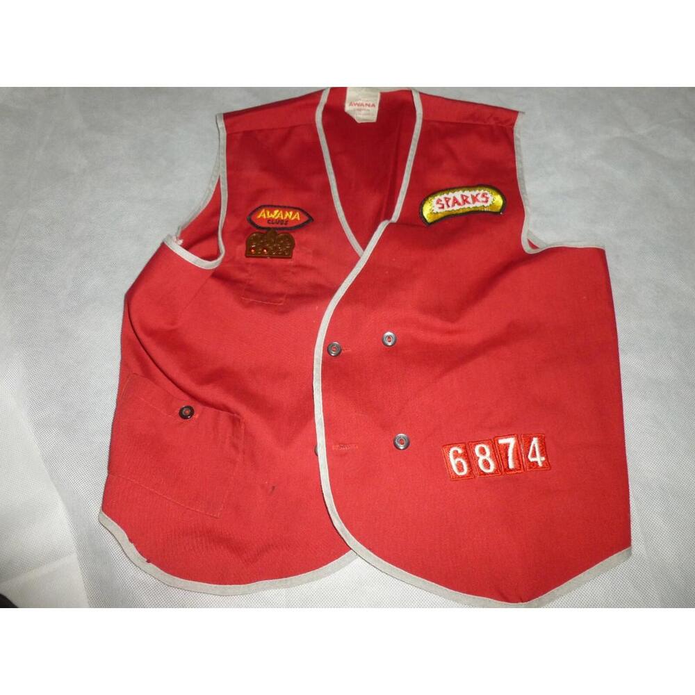Vintage Awana Sparks Club Vest Pins Crown Jewels Patch‎ Kids L Large